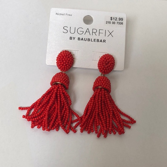 Authentic Sugarfix By Baublebar Beaded Tassel Earrings - New With Tags (White, Post Closure)